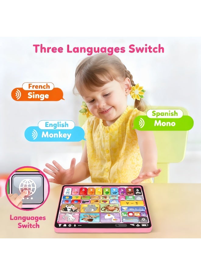 LBMT ألعاب لوحية للتطوير المبكر مع الموسيقى والصوت،ألعاب علاج النطق مونتيسوري لفتاة تبلغ من العمر سنة واحدة، لعبة موسيقية للأطفال الصغار هدايا عيد ميلاد 12+ شهرًا (وردي) - Image 5