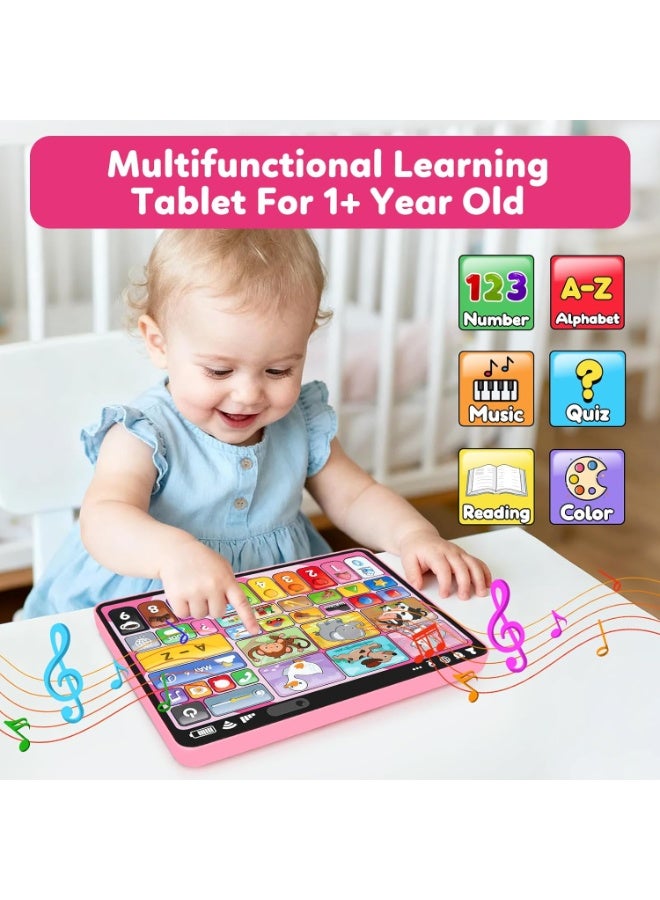 LBMT ألعاب لوحية للتطوير المبكر مع الموسيقى والصوت،ألعاب علاج النطق مونتيسوري لفتاة تبلغ من العمر سنة واحدة، لعبة موسيقية للأطفال الصغار هدايا عيد ميلاد 12+ شهرًا (وردي) - Image 2