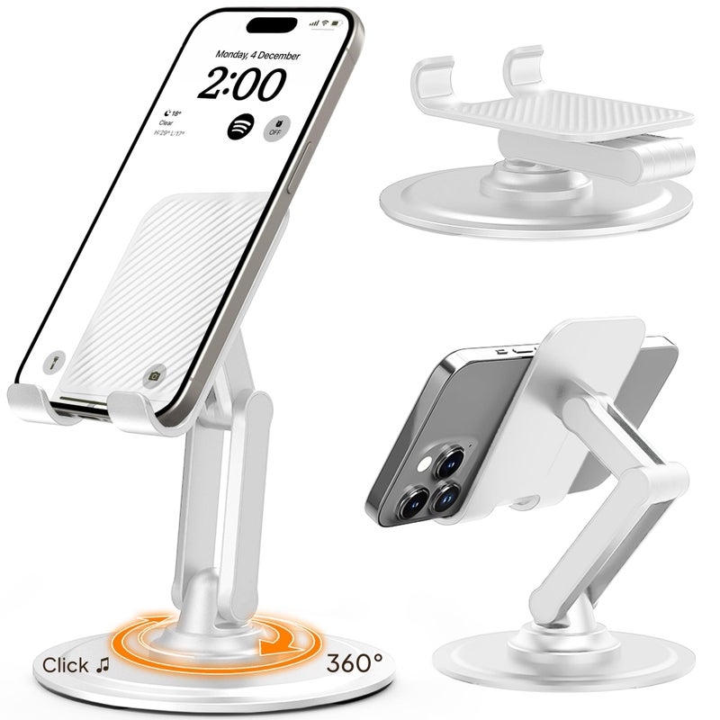 COOPER 360Â° Stand, [Gift Family Pack], Rotating Cell Phone Stand for Desk, Cell Phone Holder for Desk, iPhone Stand Holder, Sturdy Metal Base, Fits Samsung, Android Smartphones, (Black White, 2-Pack) - Image 3