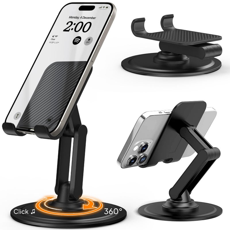 COOPER 360Â° Stand, [Gift Family Pack], Rotating Cell Phone Stand for Desk, Cell Phone Holder for Desk, iPhone Stand Holder, Sturdy Metal Base, Fits Samsung, Android Smartphones, (Black White, 2-Pack) - Image 2