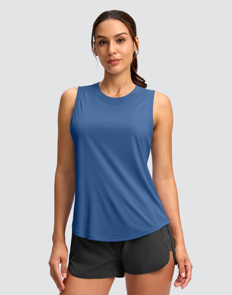 SANTINY Women's Sleeveless Workout Tops Lightweight Tennis Yoga Athletic Running Shirts Racerback Tank Tops for Women (Blue_M) - Image 2