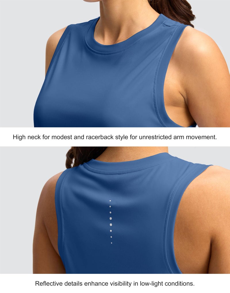 SANTINY Women's Sleeveless Workout Tops Lightweight Tennis Yoga Athletic Running Shirts Racerback Tank Tops for Women (Blue_M) - Image 5