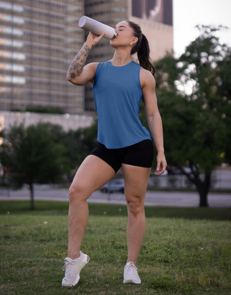 SANTINY Women's Sleeveless Workout Tops Lightweight Tennis Yoga Athletic Running Shirts Racerback Tank Tops for Women (Blue_M) - Image 3