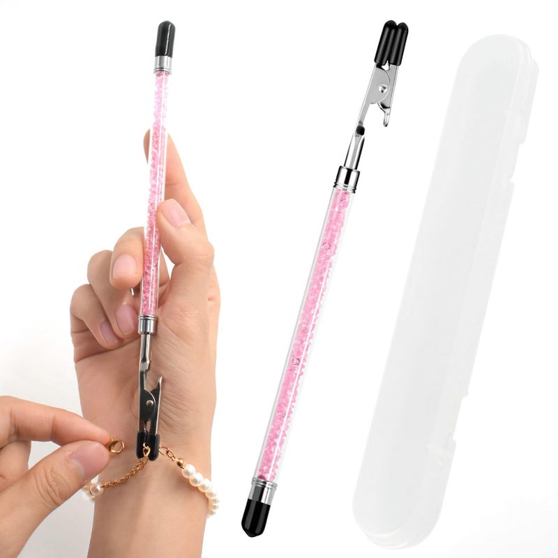 PEOUWNES Bracelet Helper Tool Diamond Jewelry Clasp Helper Fastening and Bracelet Assist Tool with Non-Slip Sleeve for Necklace Watch Clasps Zippers Crafts Adjustmentï¼ˆPinkï¼‰ - Image 1