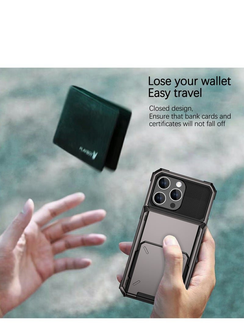 GULFLINK Full Protection Shockproof Case Casing Card Holder Case Dual Layer Hard Case For iPhone 15 Pro Purple  - Image 2