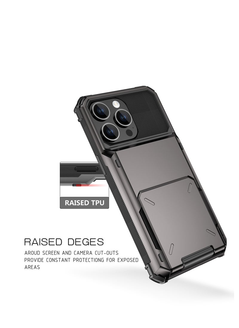 GULFLINK Full Protection Shockproof Case Casing Card Holder Case Dual Layer Hard Case For iPhone 15 Pro Purple  - Image 5