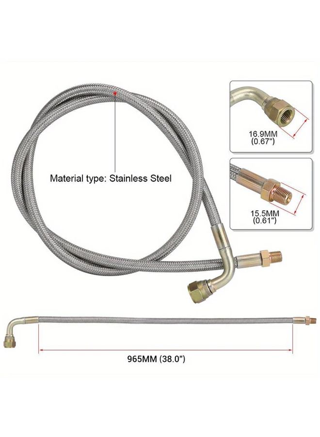 Silvery Turbo Oil Feed Line Kit 1/8NPT 4AN 38 Inch For T3 T4 T04E T60 - Image 2