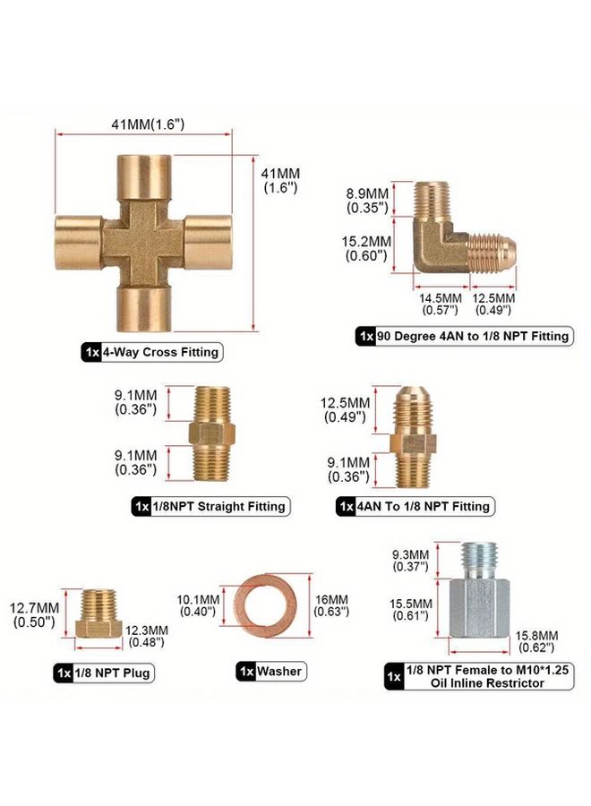 Silvery Turbo Oil Feed Line Kit 1/8NPT 4AN 38 Inch For T3 T4 T04E T60 - Image 3