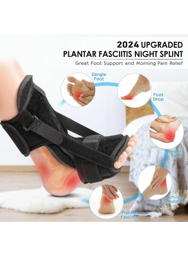 Arabest Plantar Fasciitis Night Splint: Upgraded Brace with Soft Memory Foam Pad | Ankle Brace for Plantar Fasciitis Relief Achilles Tendonitis Relief Foot Drop Heel Arch Pain Black - Image 2