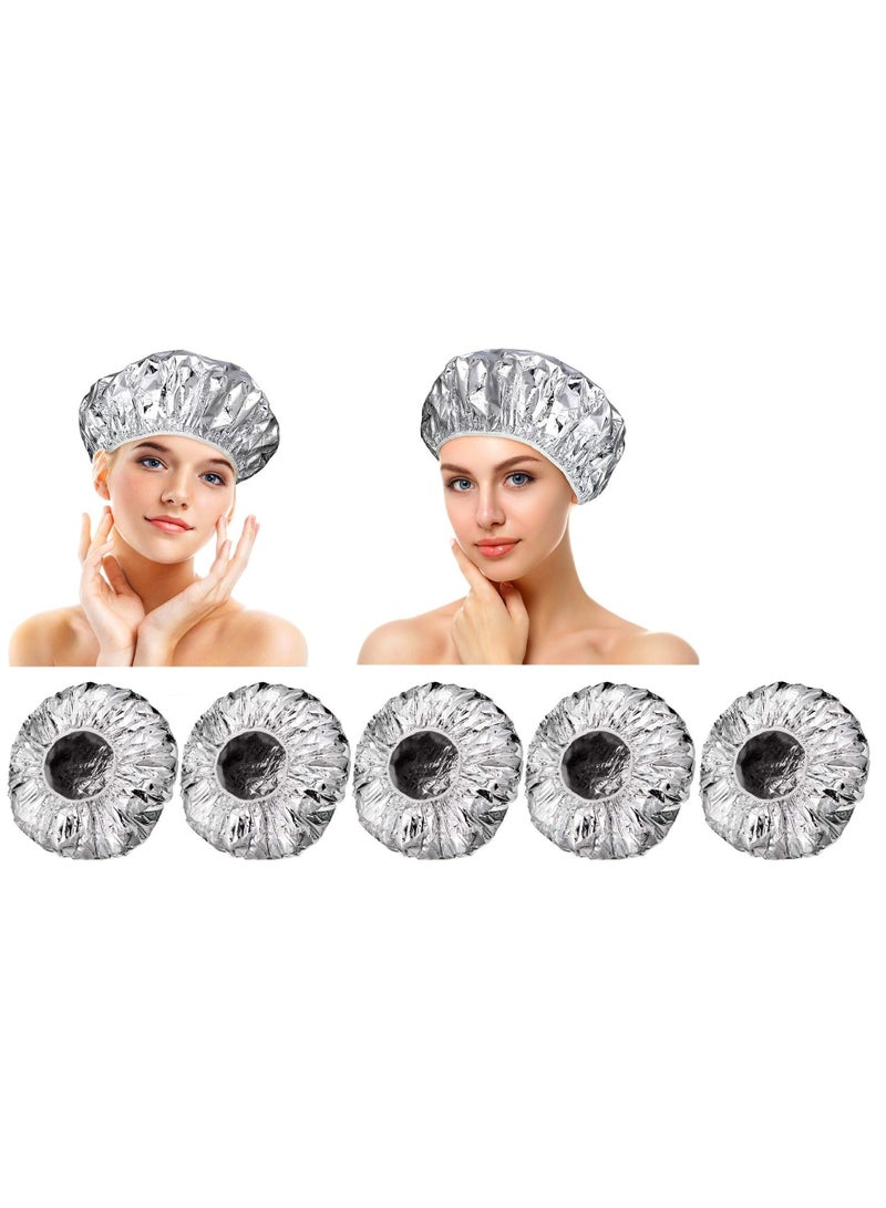 Generic 5pcs Aluminum Foil Hair Oil Bath Bonnets, Waterproof Dustproof Elastic Hair Dyeing Bonnets for Salon Spa for Women Men (Silver) - Image 3