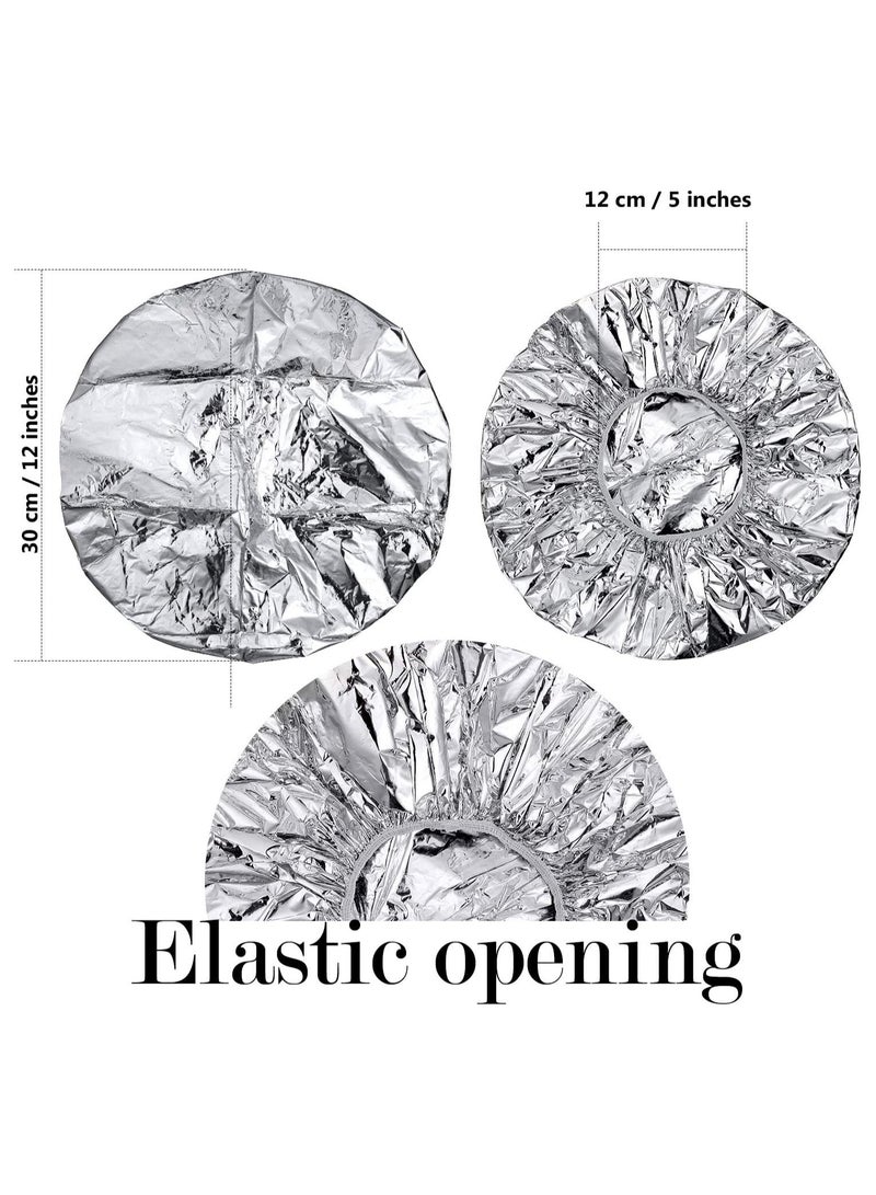 Generic 5pcs Aluminum Foil Hair Oil Bath Bonnets, Waterproof Dustproof Elastic Hair Dyeing Bonnets for Salon Spa for Women Men (Silver) - Image 4
