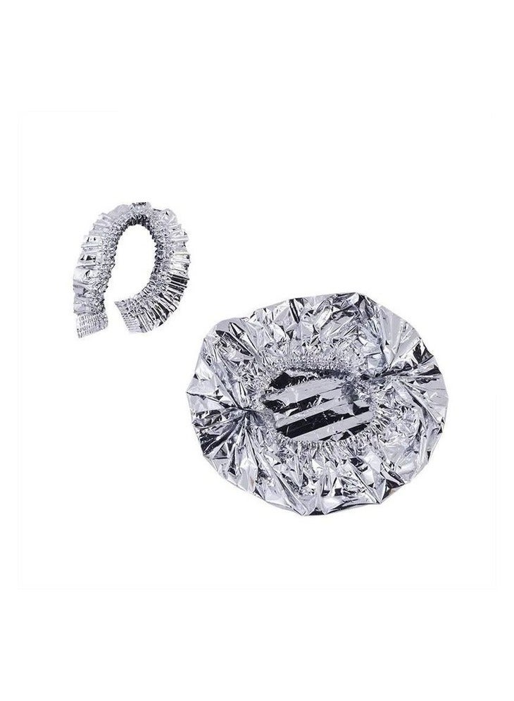 Generic 5pcs Aluminum Foil Hair Oil Bath Bonnets, Waterproof Dustproof Elastic Hair Dyeing Bonnets for Salon Spa for Women Men (Silver) - Image 5