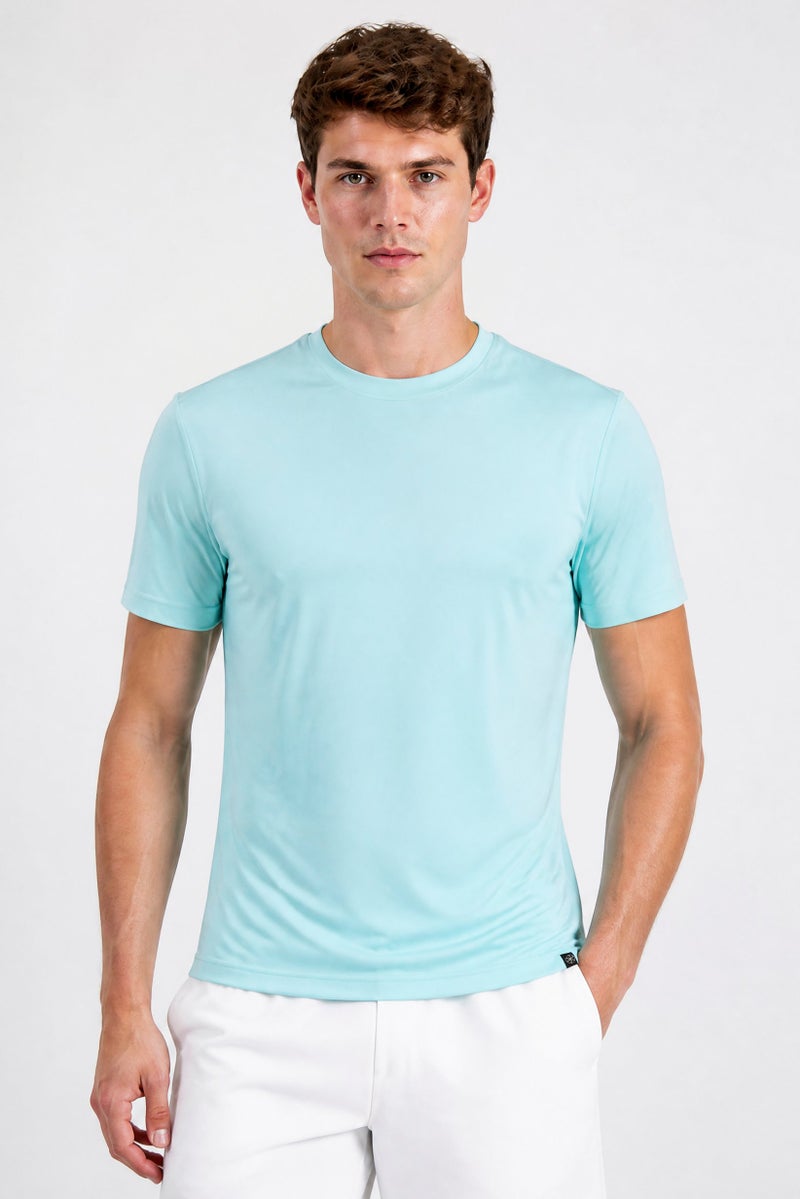 Gaiam Men Slim Fit Short Sleeve Training T-Shirt, Turquoise - Image 1