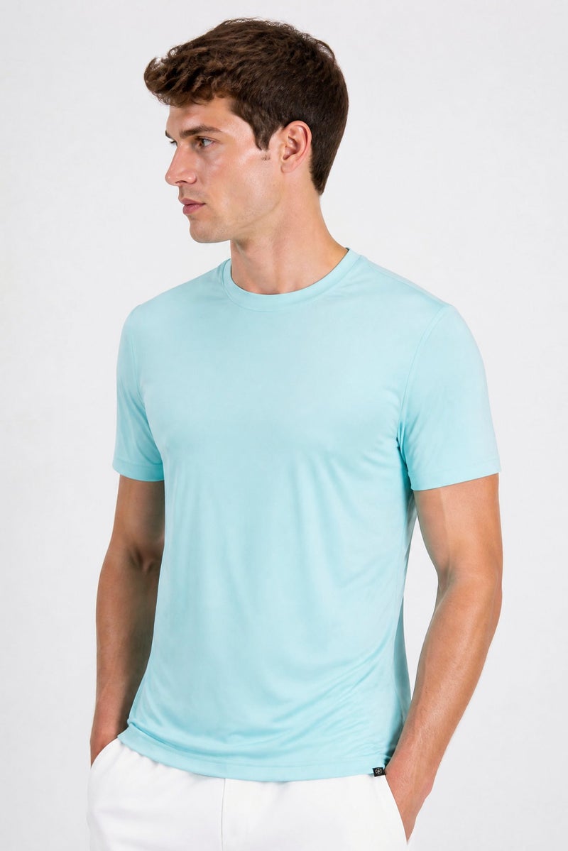 Gaiam Men Slim Fit Short Sleeve Training T-Shirt, Turquoise - Image 2