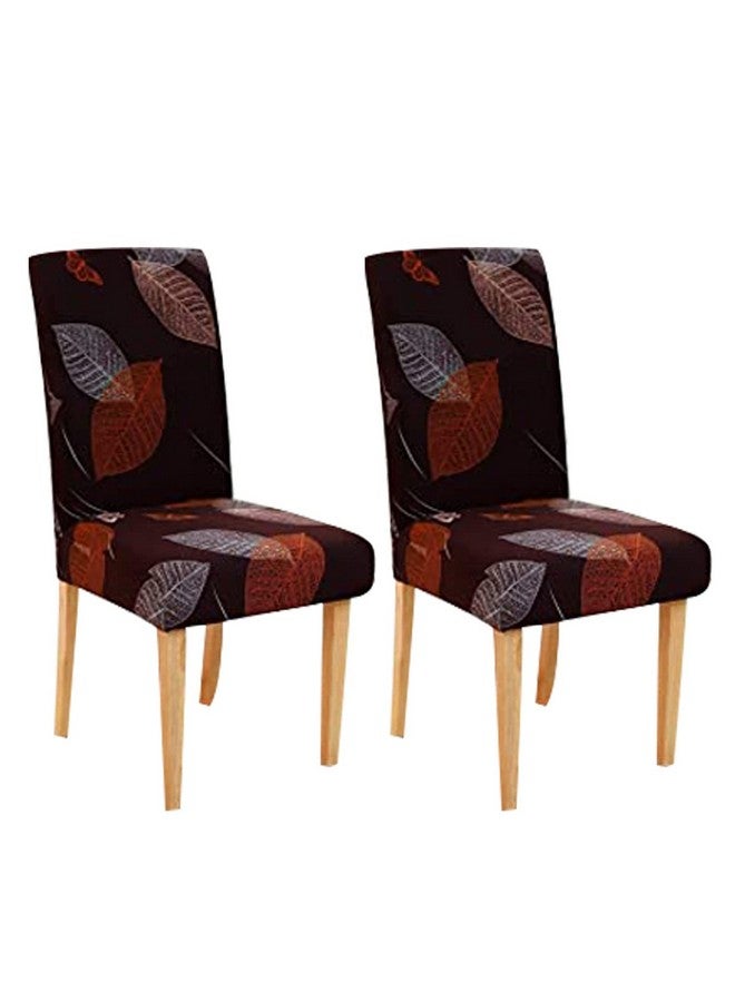 Styleys Styleys Polyester Spandex Chair Cover Stretch Removable Washable Short Dining Chair Cover Protector Seat Slipcover (Set of 2, Maroon Leaf, SLMC-142)  - Image 1