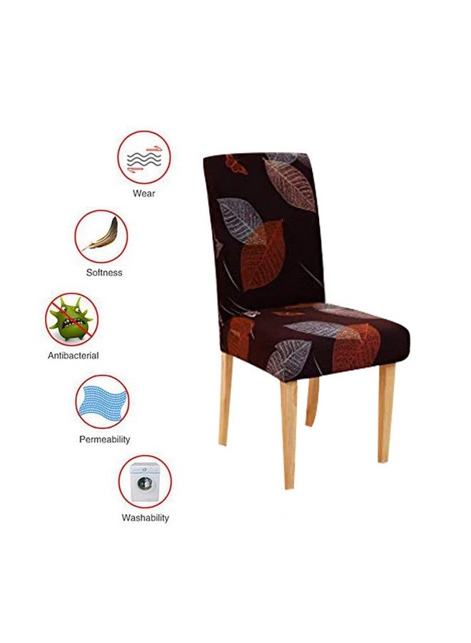 Styleys Styleys Polyester Spandex Chair Cover Stretch Removable Washable Short Dining Chair Cover Protector Seat Slipcover (Set of 2, Maroon Leaf, SLMC-142)  - Image 4