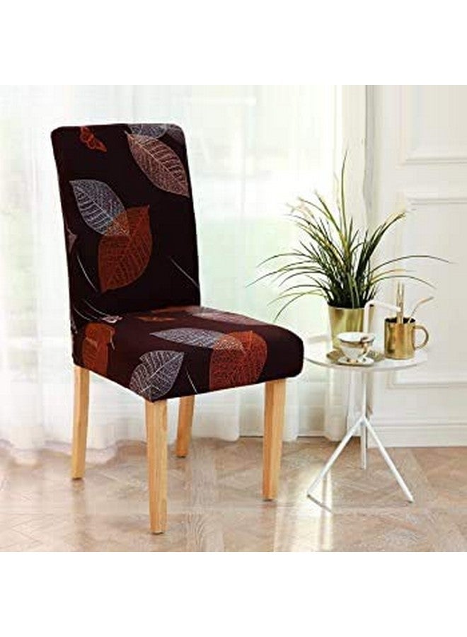 Styleys Styleys Polyester Spandex Chair Cover Stretch Removable Washable Short Dining Chair Cover Protector Seat Slipcover (Set of 2, Maroon Leaf, SLMC-142)  - Image 2