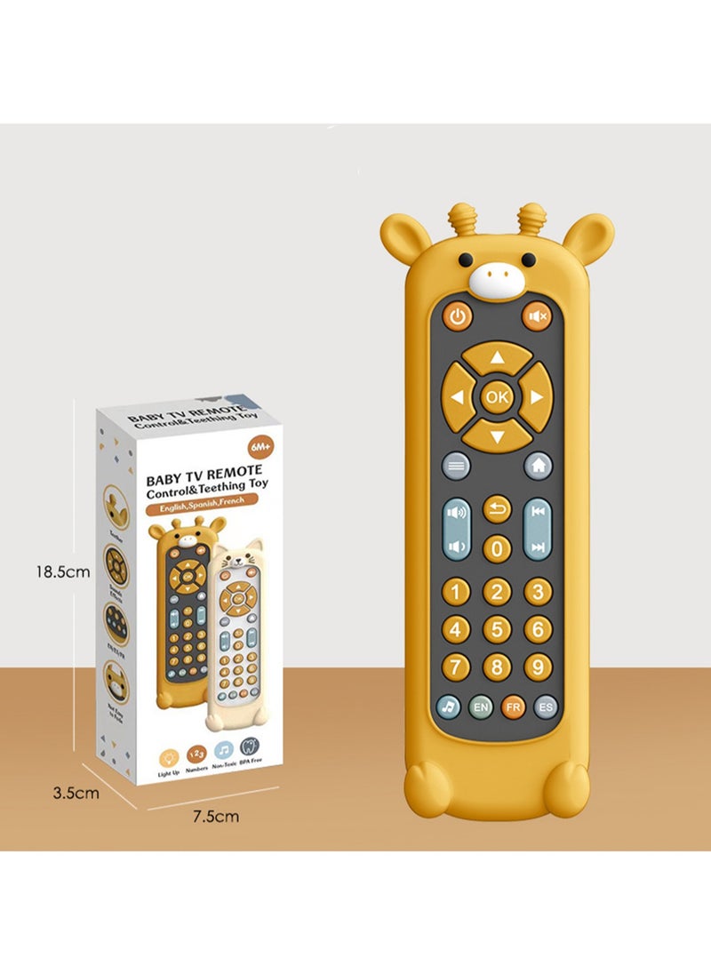 OCTOBER - Infant TV Simulation Remote Control Children's TV Remote Control Music Learning Early Education Educational Baby Toy (Giraffe silicone case + black remote control) - Image 1