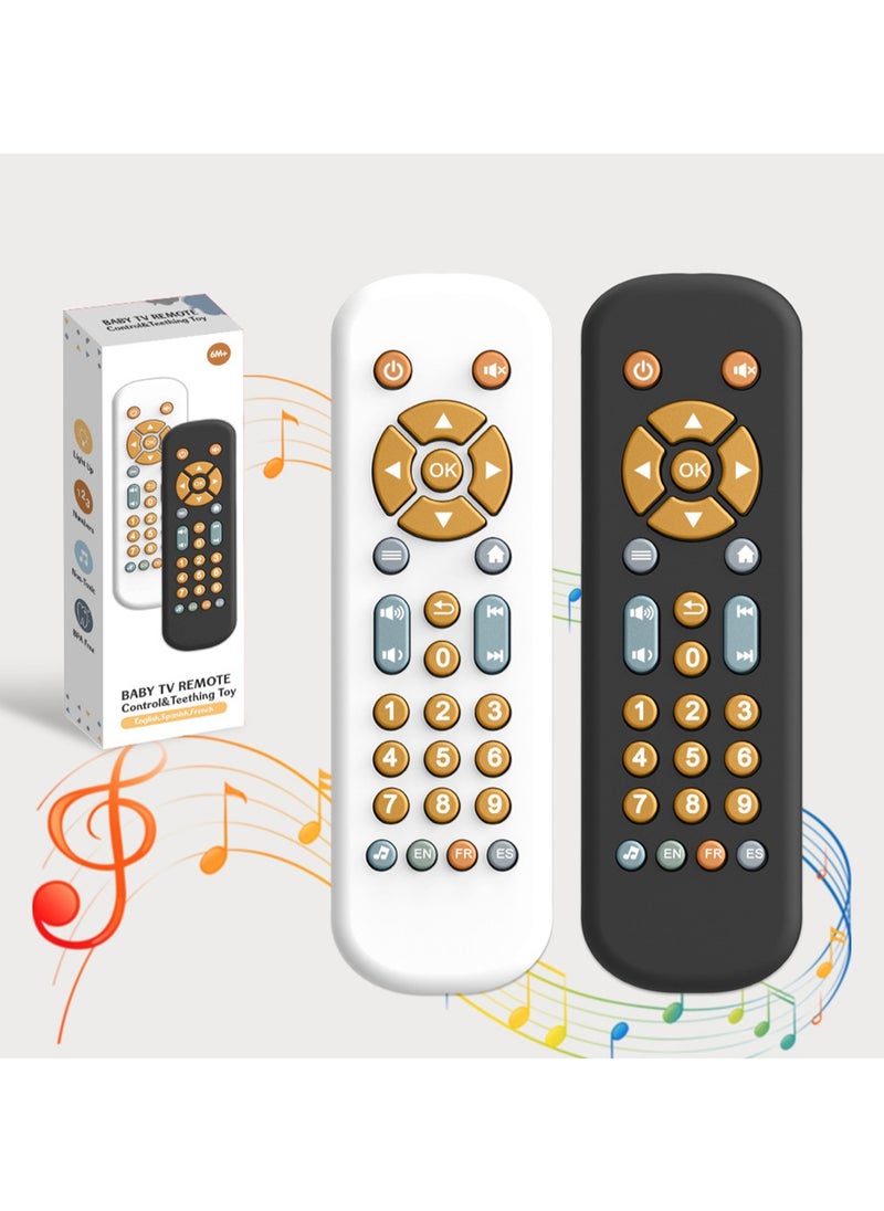 OCTOBER - Infant TV Simulation Remote Control Children's TV Remote Control Music Learning Early Education Educational Baby Toy (Giraffe silicone case + black remote control) - Image 1