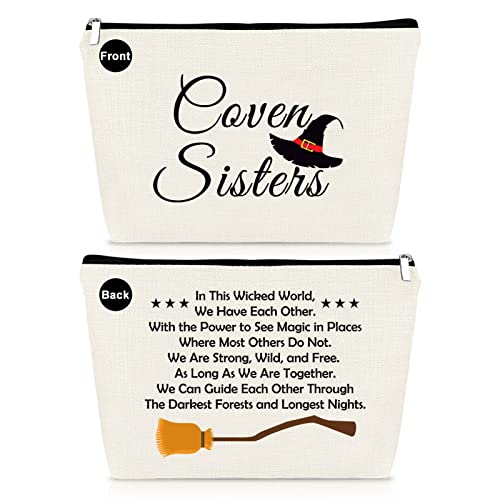 Mikela Halloween Witch Gift Makeup Bag Inspirational Present for Coven Sisters Witchy Friend Halloween Party Zipper Cosmetic Bag Friend Sister Friendship Gift for Her Christmas Birthday Present for BFF - Image 1
