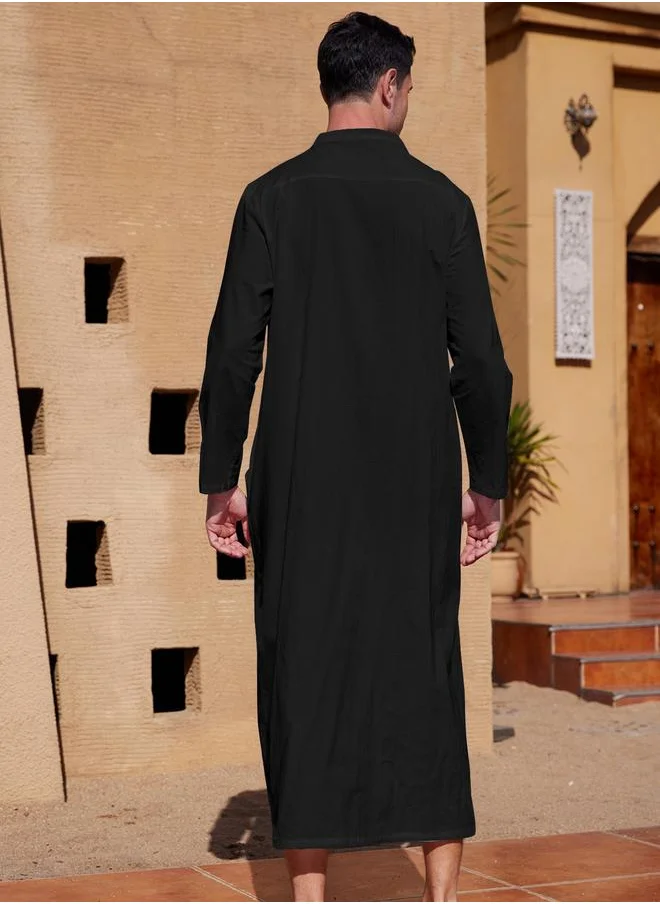 تايك تو Take Two Long Sleeve Stand Collar Button Up Robe