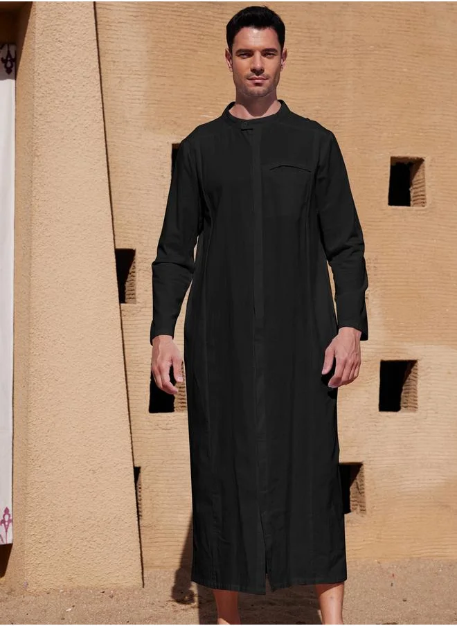 تايك تو Take Two Long Sleeve Stand Collar Button Up Robe