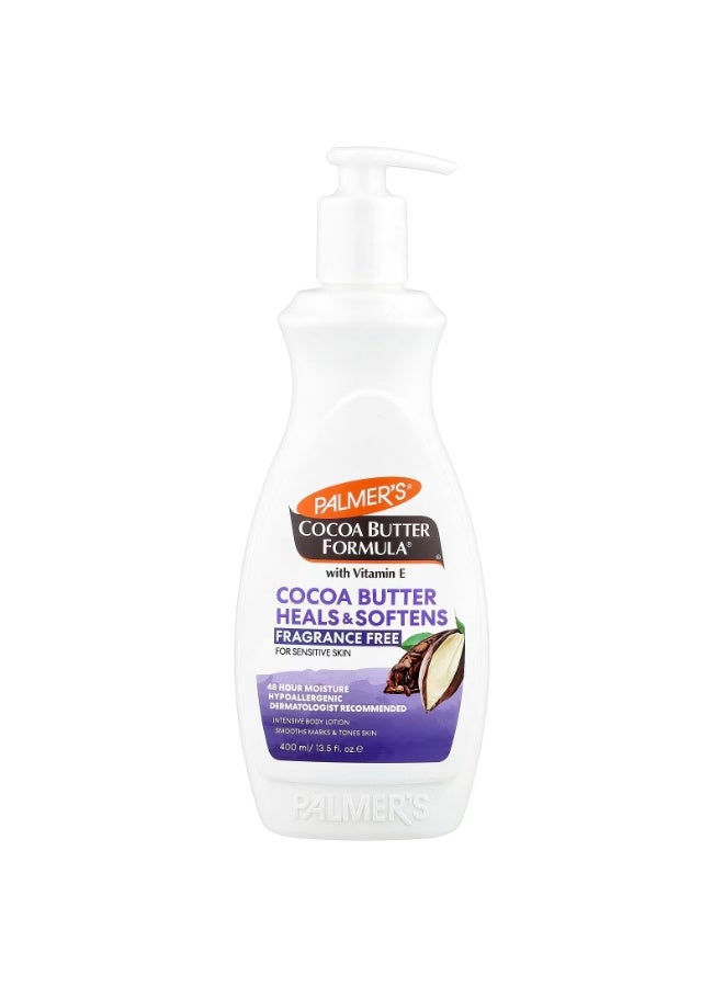 Palmer's, Cocoa Butter Formula® with Vitamin E, Intensive Body Lotion, For Sensitive Skin, Fragrance Free, 13.5 fl oz (400 ml)