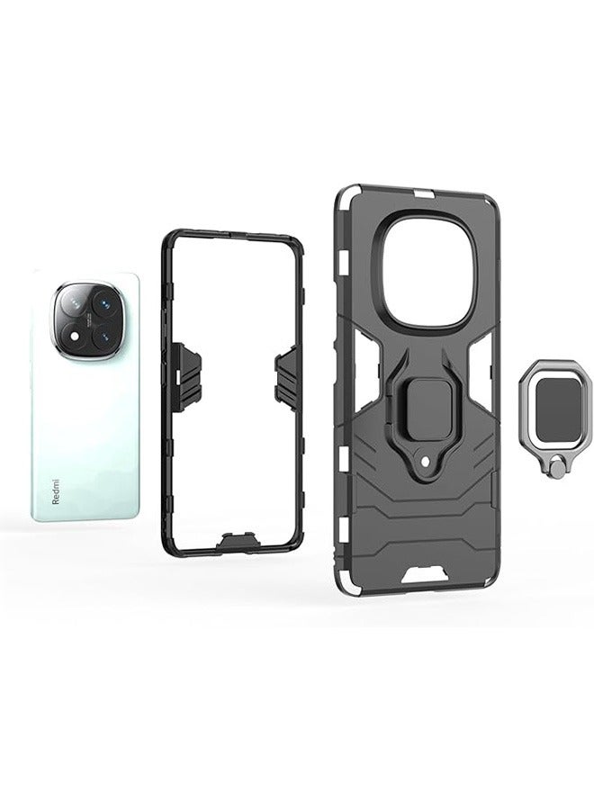 متوافق مع Xiaomi Redmi ملاحظة 14 برو 5G / Xiaomi POCO X7 5G حالة, الهجين الثقيلة الحماية المدافع الركض الدرع غطاء الحالة, مكافحة السقوط الحماية, حالة مقاومة للصدمات, أسود - Image 4