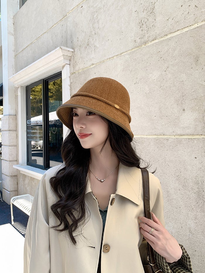 Bucket Hat Women  Hepburn Style Large Brim Face-Fit Hat - Image 2