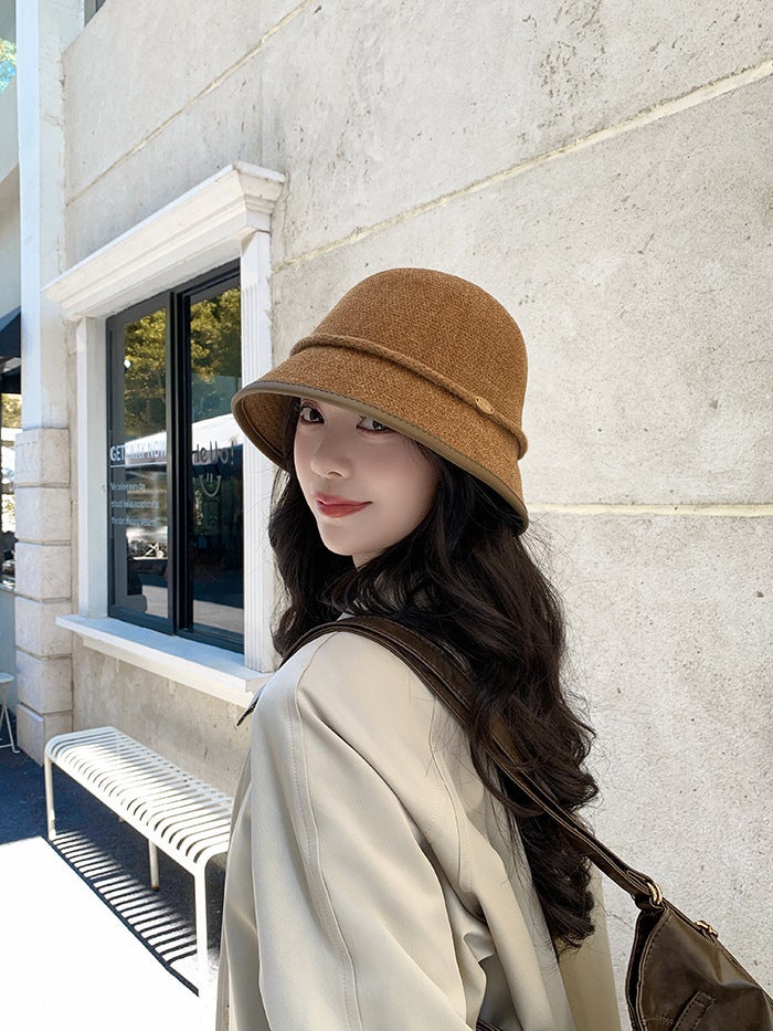 Bucket Hat Women  Hepburn Style Large Brim Face-Fit Hat - Image 3