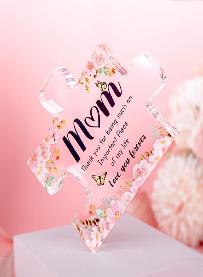 Buioata Gifts for Mom - Meaningful Acrylic Puzzle Piece Decor, Heartwarming Mom Birthday Gifts from Daughter Son, Christmas Birthday Gifts for Mom, Thoughtful Keepsake Plaque for Home Office Desk, 3.9 x 3.3 Inch - Image 2
