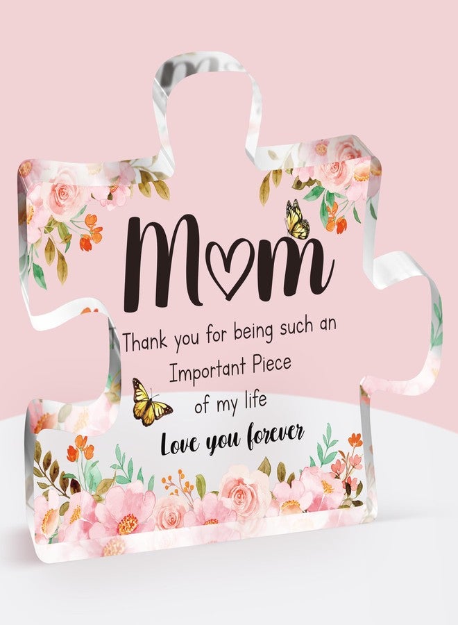 Buioata Gifts for Mom - Meaningful Acrylic Puzzle Piece Decor, Heartwarming Mom Birthday Gifts from Daughter Son, Christmas Birthday Gifts for Mom, Thoughtful Keepsake Plaque for Home Office Desk, 3.9 x 3.3 Inch - Image 1