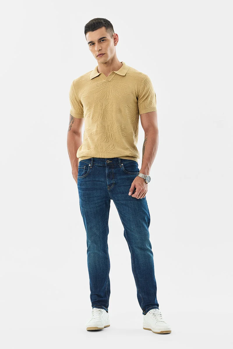 SNITCH Regular Fit Knitted Polo T-Shirt