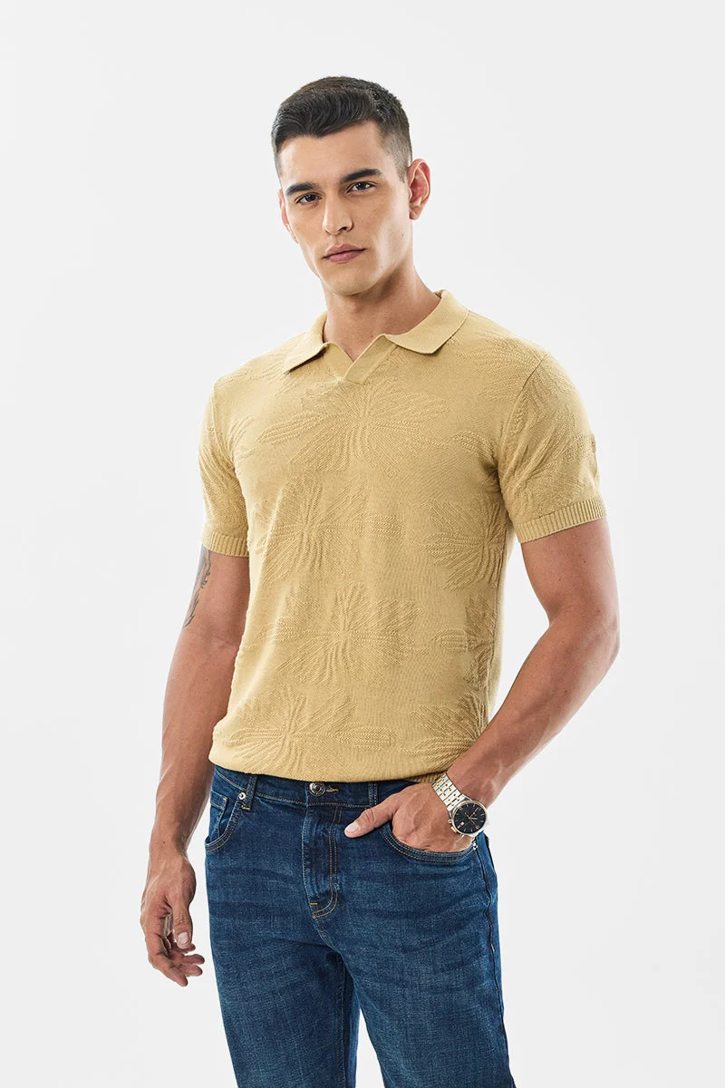 SNITCH Regular Fit Knitted Polo T-Shirt