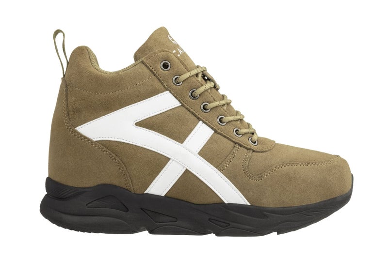 CALTO Men's Invisible Height Increasing Elevator Shoes - Khaki/White Lace-up High-Top Hiking Style Sneaker Boots - 3.6 Inches Taller - S22782 - Size 8 D(M) US - Image 2