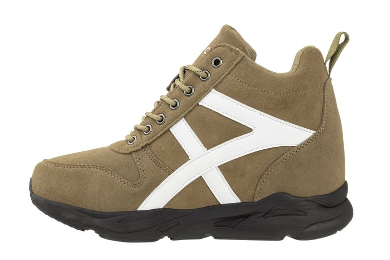 CALTO Men's Invisible Height Increasing Elevator Shoes - Khaki/White Lace-up High-Top Hiking Style Sneaker Boots - 3.6 Inches Taller - S22782 - Size 8 D(M) US - Image 3