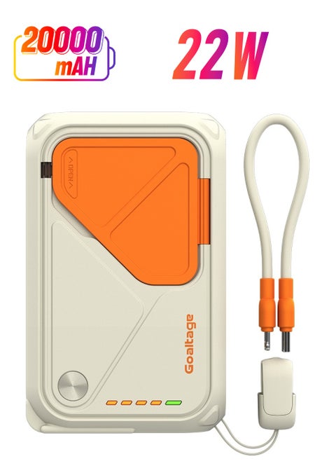 PB06 MagPulse 20K Power Bank 22W with Extra Cable, Power Indicator, Multi-Port, MagSafe Charging and Stand Functionality