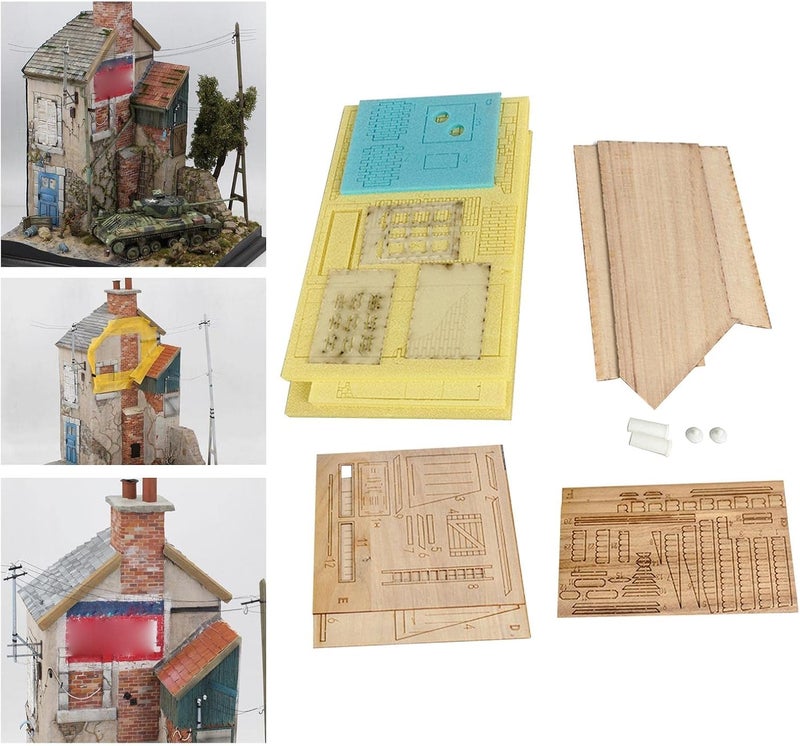 كلاراكو مجموعات بناء نماذج ديوراما خشبية بمقياس 1/35، مشاهد معمارية من الحرب، تصاميم منازل من الآثار الأوروبية - Image 3