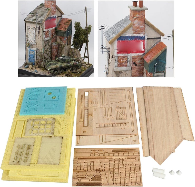 كلاراكو مجموعات بناء نماذج ديوراما خشبية بمقياس 1/35، مشاهد معمارية من الحرب، تصاميم منازل من الآثار الأوروبية - Image 4