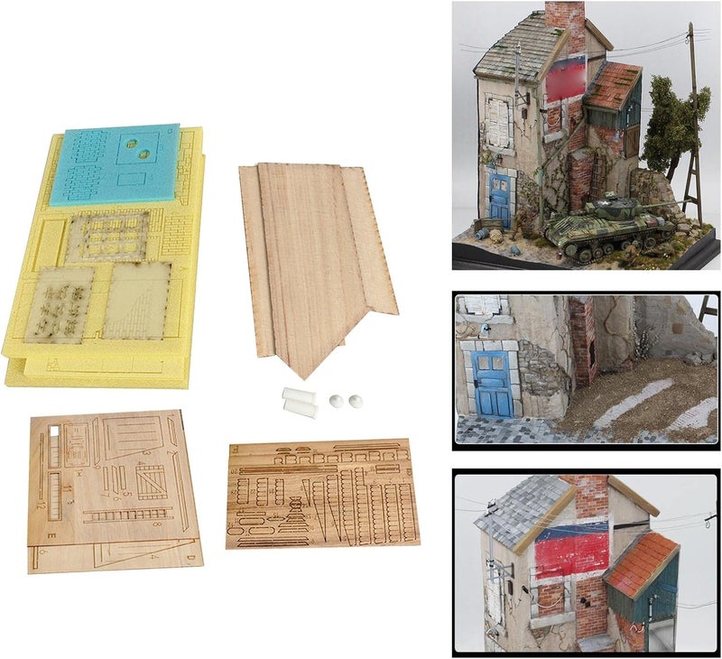 كلاراكو مجموعات بناء نماذج ديوراما خشبية بمقياس 1/35، مشاهد معمارية من الحرب، تصاميم منازل من الآثار الأوروبية - Image 5