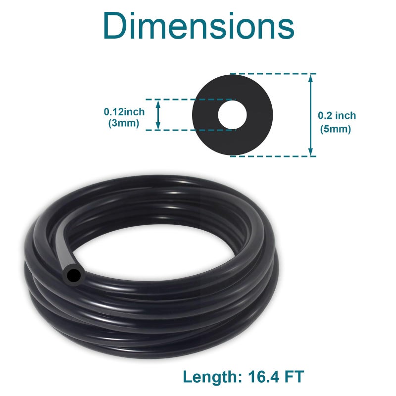 GEPHYNM Vacuum Hose Automotive 16.4 FT 1/8 Inch ID, 3/16 Inch OD Vacuum Line 130PSI Max Pressure for Automotive - Image 2