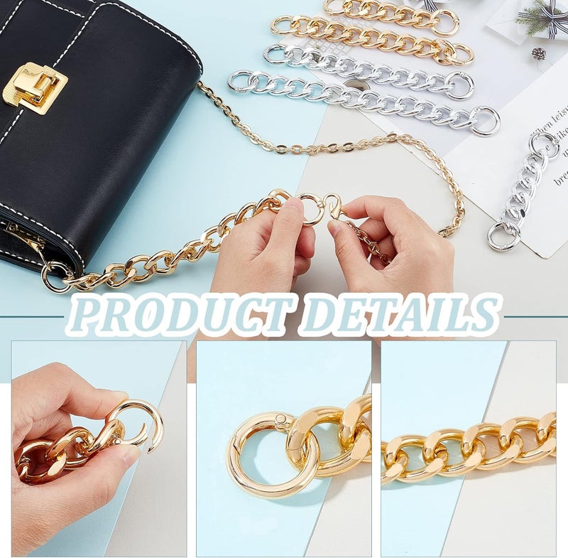 comfrt 6pcs Purse Strap Extender, 2 Colors Women Bag Strap Extender Handbag Extension Chain Short Shoulder Strap Replacement Flat Chain Strap Purse Clutches Handles Decoration Chain, 4.2/6.3/7.8 Inch - Image 2