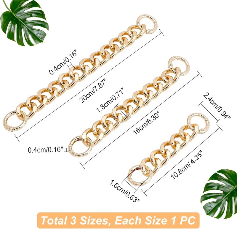 comfrt 6pcs Purse Strap Extender, 2 Colors Women Bag Strap Extender Handbag Extension Chain Short Shoulder Strap Replacement Flat Chain Strap Purse Clutches Handles Decoration Chain, 4.2/6.3/7.8 Inch - Image 4