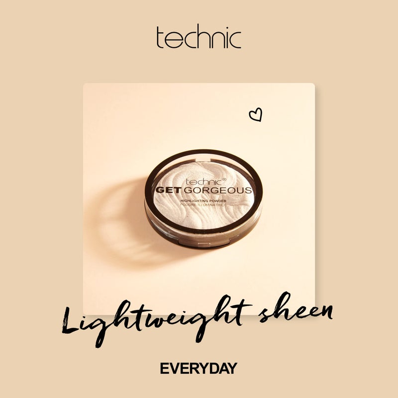 Technic Get Gorgeous Highlighting Powder - Pressed Shimmer Face Makeup Compact for a Golden Glow. Shade: 24CT Gold - Image 4
