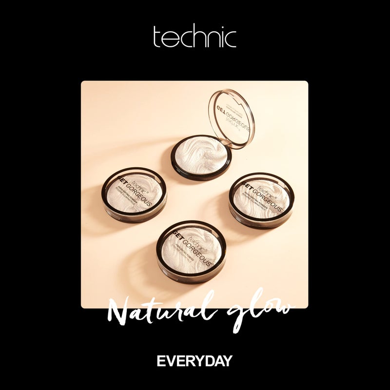 Technic Get Gorgeous Highlighting Powder - Pressed Shimmer Face Makeup Compact for a Golden Glow. Shade: 24CT Gold - Image 3