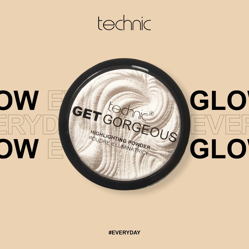 Technic Get Gorgeous Highlighting Powder - Pressed Shimmer Face Makeup Compact for a Golden Glow. Shade: 24CT Gold - Image 2