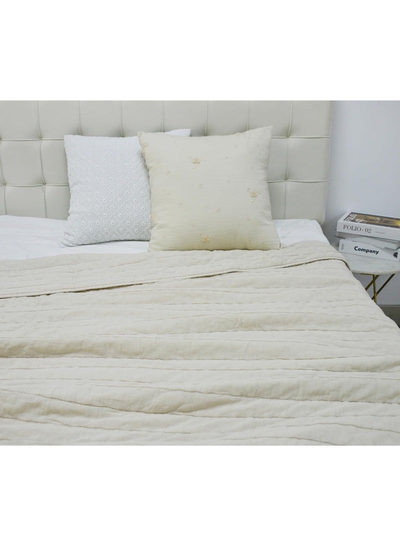 GOLD MANTIS Daklan Stone-Washed Quilt – 100% Cotton with Soft Polyester Filling – Lightweight & Breathable King Size Bedspread 269 x 233 cm – Elegant Vintage Design - Image 3