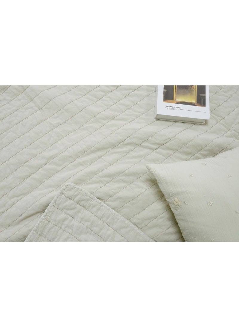 GOLD MANTIS Daklan Stone-Washed Quilt – 100% Cotton with Soft Polyester Filling – Lightweight & Breathable King Size Bedspread 269 x 233 cm – Elegant Vintage Design - Image 5