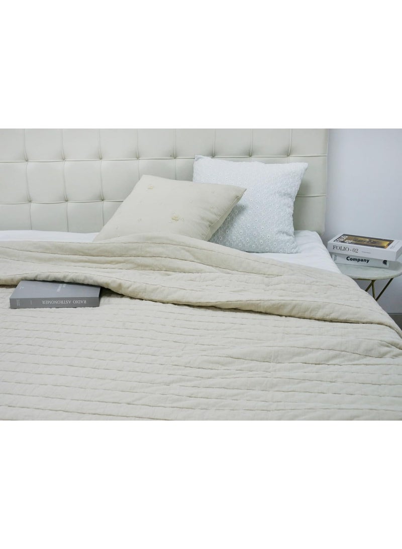 GOLD MANTIS Daklan Stone-Washed Quilt – 100% Cotton with Soft Polyester Filling – Lightweight & Breathable King Size Bedspread 269 x 233 cm – Elegant Vintage Design - Image 2