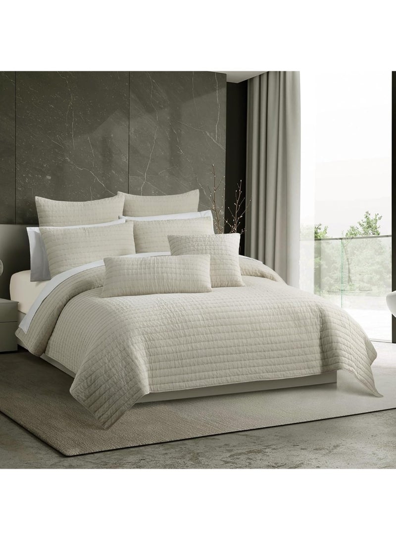 GOLD MANTIS Daklan Stone-Washed Quilt – 100% Cotton with Soft Polyester Filling – Lightweight & Breathable King Size Bedspread 269 x 233 cm – Elegant Vintage Design - Image 1